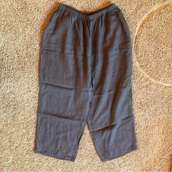 FLAX 100% Linen Pants Lagenlook Earth Tone Gray Grey Casual  Plus Size 1X - Picture 5 of 12
